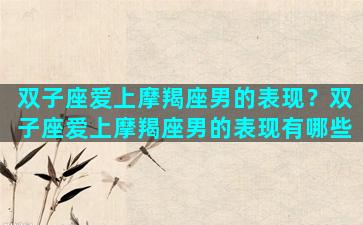 双子座爱上摩羯座男的表现？双子座爱上摩羯座男的表现有哪些