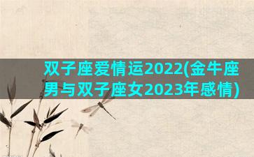 双子座爱情运2022(金牛座男与双子座女2023年感情)
