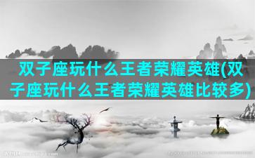双子座玩什么王者荣耀英雄(双子座玩什么王者荣耀英雄比较多)