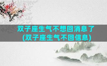 双子座生气不想回消息了(双子座生气不回信息)