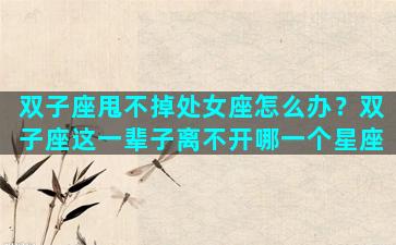 双子座甩不掉处女座怎么办？双子座这一辈子离不开哪一个星座