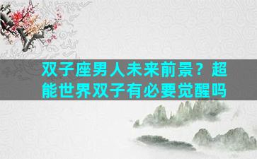 双子座男人未来前景？超能世界双子有必要觉醒吗