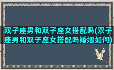双子座男和双子座女搭配吗(双子座男和双子座女搭配吗婚姻如何)