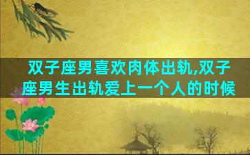 双子座男喜欢肉体出轨,双子座男生出轨爱上一个人的时候