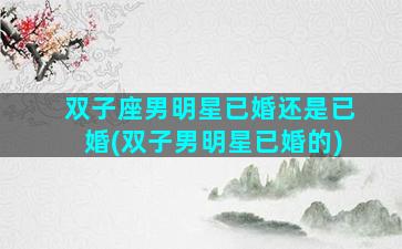 双子座男明星已婚还是已婚(双子男明星已婚的)