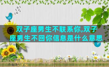 双子座男生不联系你,双子座男生不回你信息是什么意思