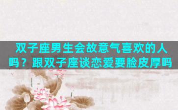 双子座男生会故意气喜欢的人吗？跟双子座谈恋爱要脸皮厚吗