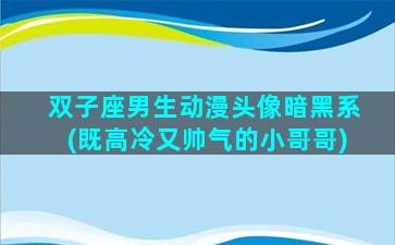 双子座男生动漫头像暗黑系(既高冷又帅气的小哥哥)