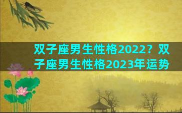双子座男生性格2022？双子座男生性格2023年运势