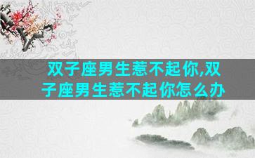 双子座男生惹不起你,双子座男生惹不起你怎么办