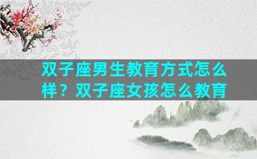双子座男生教育方式怎么样？双子座女孩怎么教育