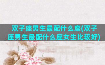 双子座男生最配什么座(双子座男生最配什么座女生比较好)