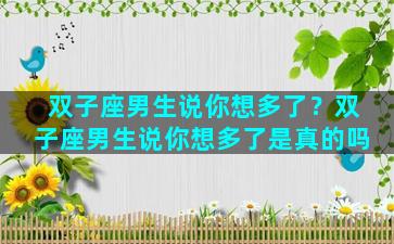 双子座男生说你想多了？双子座男生说你想多了是真的吗