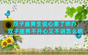 双子座男生说心累了咋办,双子座男不开心又不讲怎么哄