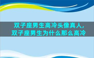 双子座男生高冷头像真人,双子座男生为什么那么高冷