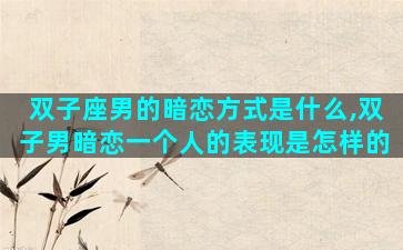 双子座男的暗恋方式是什么,双子男暗恋一个人的表现是怎样的