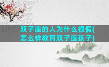 双子座的人为什么很假(怎么样教育双子座孩子)