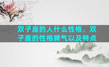 双子座的人什么性格，双子座的性格脾气以及特点