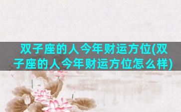 双子座的人今年财运方位(双子座的人今年财运方位怎么样)