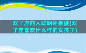 双子座的人聪明还是傻(双子座喜欢什么样的女孩子)