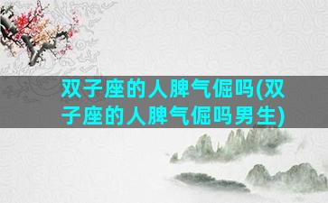 双子座的人脾气倔吗(双子座的人脾气倔吗男生)