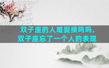 双子座的人难捉摸吗吗,双子座忘了一个人的表现