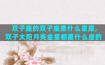 双子座的双子座是什么星座,双子太阳月亮金星都是什么座的