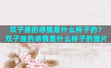 双子座的感情是什么样子的？双子座的感情是什么样子的图片