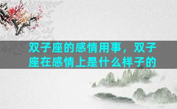双子座的感情用事，双子座在感情上是什么样子的
