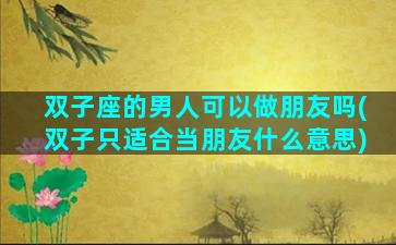 双子座的男人可以做朋友吗(双子只适合当朋友什么意思)