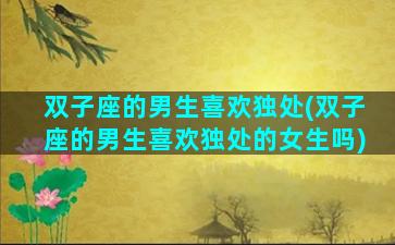 双子座的男生喜欢独处(双子座的男生喜欢独处的女生吗)