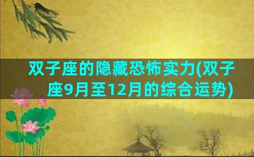 双子座的隐藏恐怖实力(双子座9月至12月的综合运势)