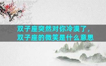 双子座突然对你冷漠了，双子座的微笑是什么意思