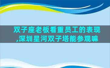 双子座老板看重员工的表现,深圳星河双子塔能参观嘛