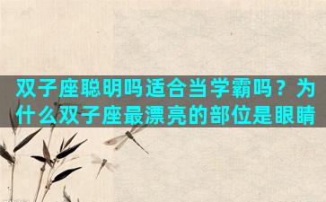 双子座聪明吗适合当学霸吗？为什么双子座最漂亮的部位是眼睛
