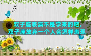 双子座表演不是学来的吧,双子座放弃一个人会怎样表现