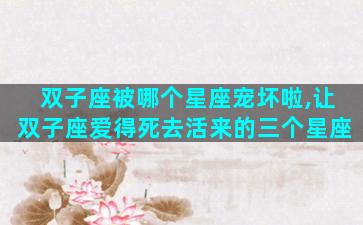 双子座被哪个星座宠坏啦,让双子座爱得死去活来的三个星座