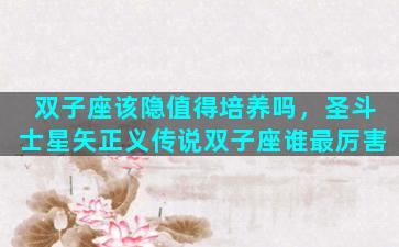 双子座该隐值得培养吗，圣斗士星矢正义传说双子座谁最厉害