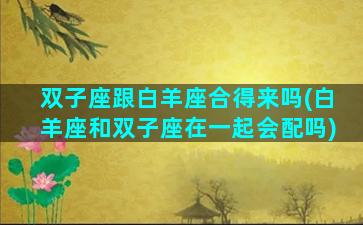 双子座跟白羊座合得来吗(白羊座和双子座在一起会配吗)