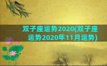 双子座运势2020(双子座运势2020年11月运势)