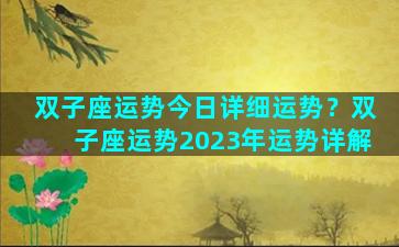 双子座运势今日详细运势？双子座运势2023年运势详解