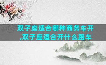 双子座适合哪种商务车开,双子座适合开什么跑车