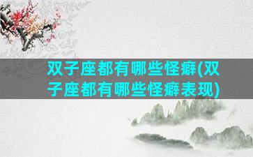 双子座都有哪些怪癖(双子座都有哪些怪癖表现)