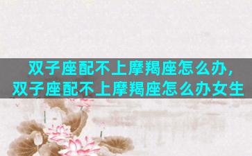 双子座配不上摩羯座怎么办,双子座配不上摩羯座怎么办女生
