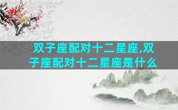 双子座配对十二星座,双子座配对十二星座是什么