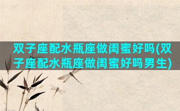 双子座配水瓶座做闺蜜好吗(双子座配水瓶座做闺蜜好吗男生)