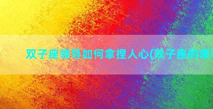 双子座领导如何拿捏人心(双子座的领导相处)