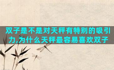 双子是不是对天秤有特别的吸引力,为什么天秤最容易喜欢双子