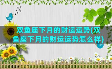 双鱼座下月的财运运势(双鱼座下月的财运运势怎么样)