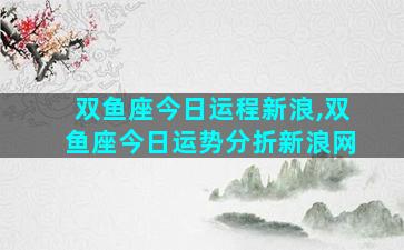 双鱼座今日运程新浪,双鱼座今日运势分折新浪网